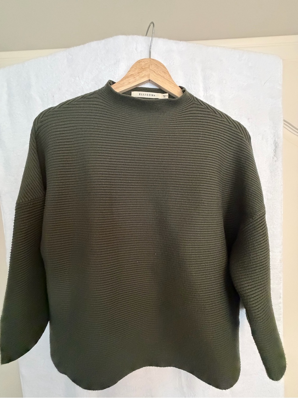 Ellison Olive Ribbed Mock Neck Sweater - Men's Crewneck